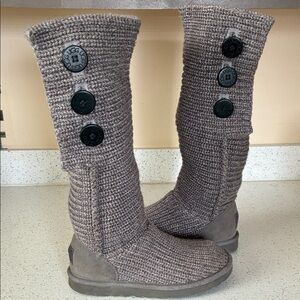 UGG Women's Tall Knit Button Boots - Brown